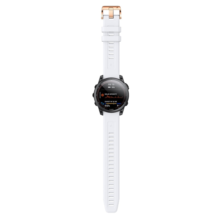 Compatible with Garmin Epix Pro 42mm Rose Gold Buckle Silicone Watch Band(White)