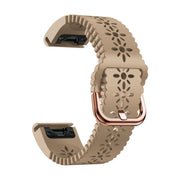 Compatible with Garmin Fenix 7S Pro 42mm Lady Lace Punch Silicone Watch Band(Khaki)