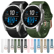 Compatible with Garmin Fenix 7S Pro 42mm Lady Lace Punch Silicone Watch Band(Black)