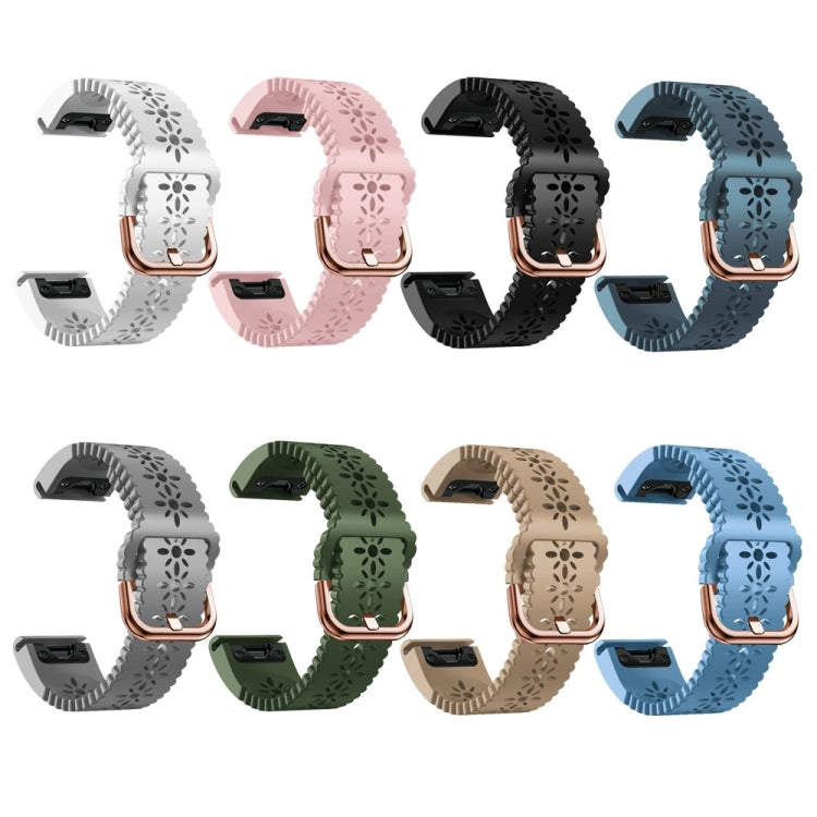 Compatible with Garmin Fenix 7S Pro 42mm Lady Lace Punch Silicone Watch Band(Black)