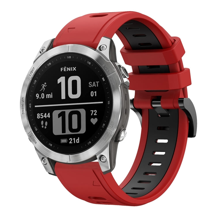 Compatible with Garmin Instinct 2 Solar Sports Two-Color Silicone Watch Band(Red+Black)