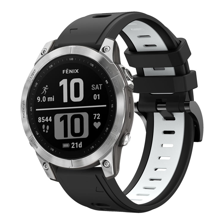 Compatible with Garmin Epix Pro 47mm Sports Two-Color Silicone Watch Band(Black+White)