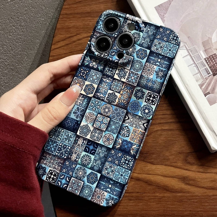 For iPhone 13 Pro Painted Pattern Precise Hole PC Phone Case(Green Plaid)
