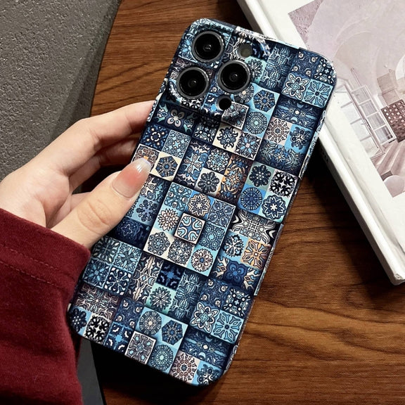 For iPhone 13 Pro Painted Pattern Precise Hole PC Phone Case(Green Plaid)