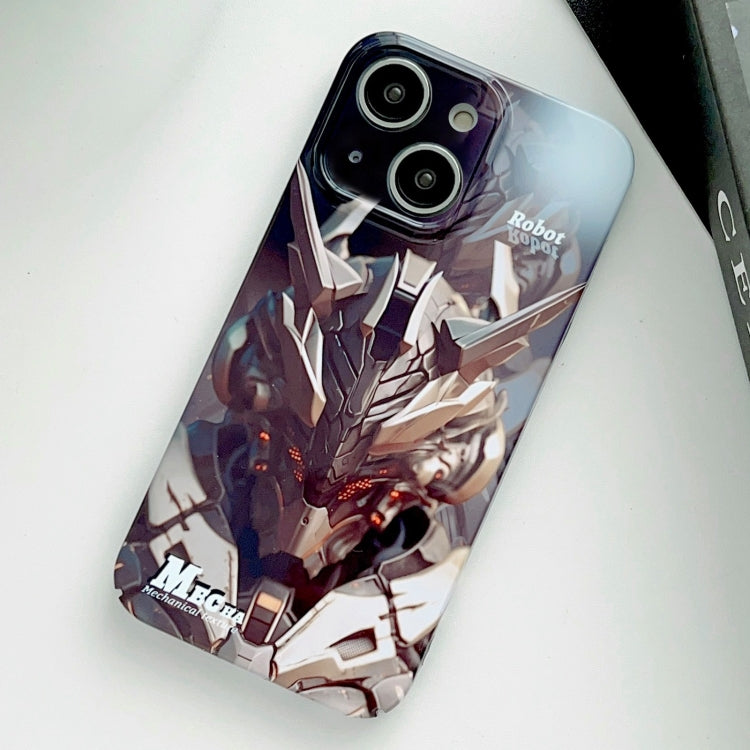 For iPhone 13 Painted Pattern Precise Hole PC Phone Case(Golden Robot)