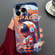 For iPhone 12 Pro Max Painted Pattern Precise Hole PC Phone Case(Orange Astronaut)