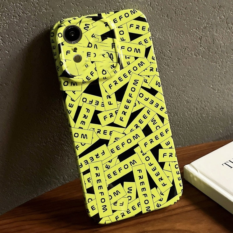For iPhone XR Painted Pattern Precise Hole PC Phone Case(Green Label)