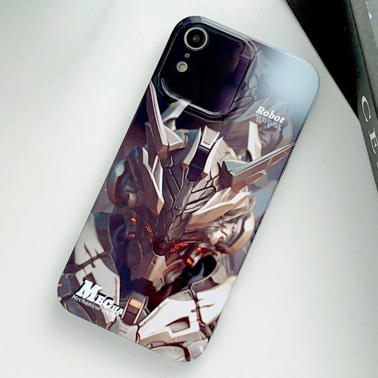 For iPhone XR Painted Pattern Precise Hole PC Phone Case(Golden Robot)