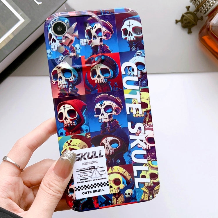 For iPhone XR Painted Pattern Precise Hole PC Phone Case(Cute Skull)