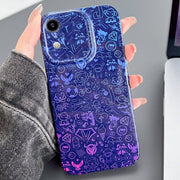 For iPhone XR Painted Pattern Precise Hole PC Phone Case(Red Blue Graffiti)