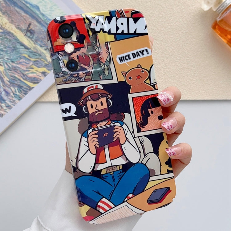 For iPhone XS Max Painted Pattern Precise Hole PC Phone Case(Vacationer)