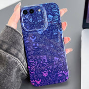 For iPhone 8 Plus / 7 Plus Painted Pattern Precise Hole PC Phone Case(Red Blue Graffiti)