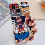 For iPhone 15 Painted Pattern Precise Hole PC Phone Case(Vacationer)