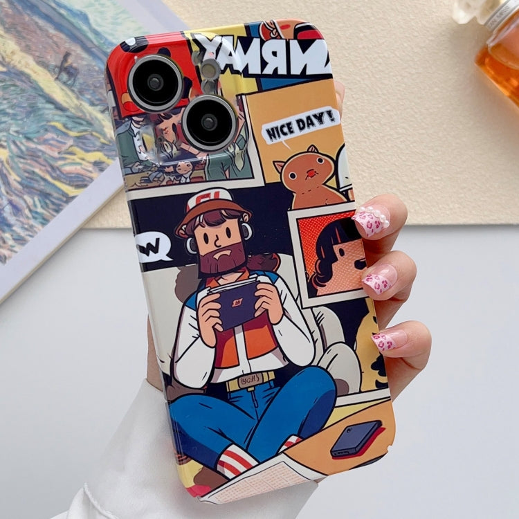 For iPhone 15 Plus Painted Pattern Precise Hole PC Phone Case(Vacationer)