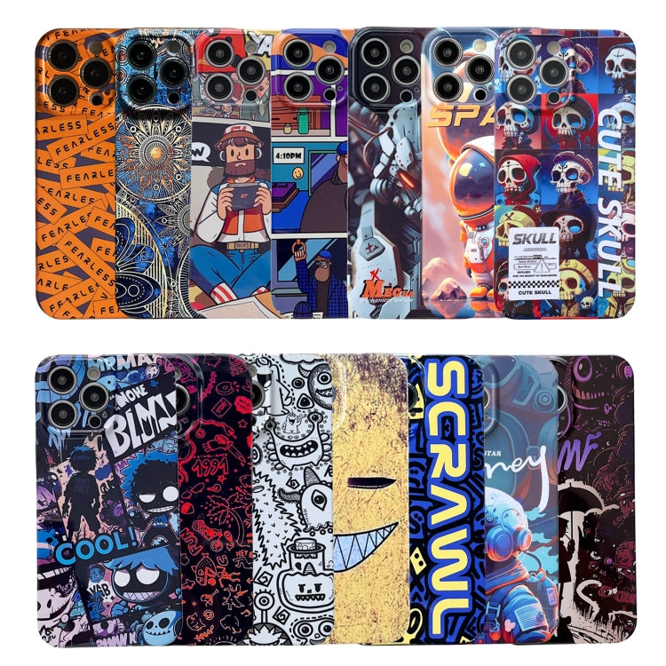 For iPhone 14 Painted Pattern Precise Hole PC Phone Case(Orange Comics)