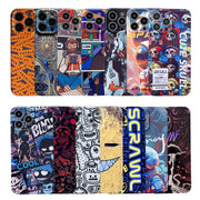 For iPhone 14 Painted Pattern Precise Hole PC Phone Case(Orange Comics)