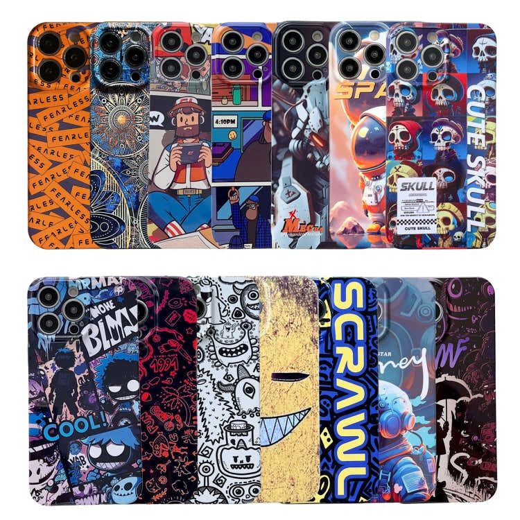 For iPhone 8 Plus / 7 Plus Painted Pattern Precise Hole PC Phone Case(Black Yellow Smiling)