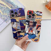 For iPhone 15 Pro Painted Pattern Precise Hole PC Phone Case(Cute Skull)