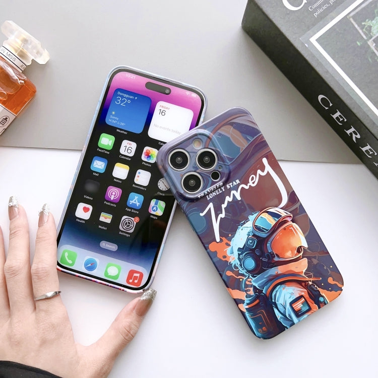 For iPhone 14 Painted Pattern Precise Hole PC Phone Case(Orange Comics)