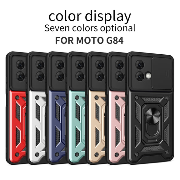 For Motorola Moto G84 Sliding Camera Cover Design TPU+PC Phone Case(Black)