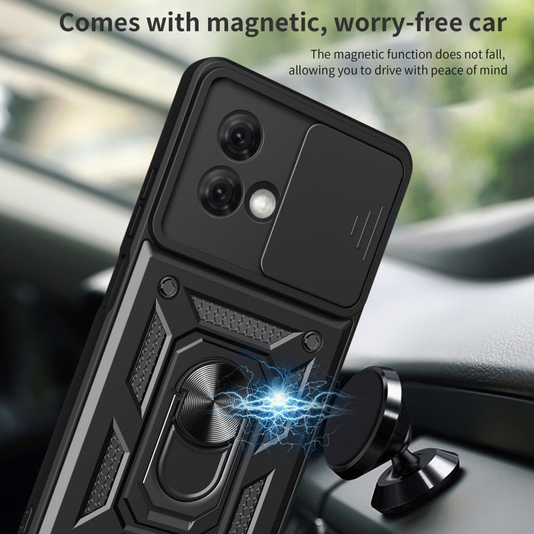 For Motorola Moto G84 Sliding Camera Cover Design TPU+PC Phone Case(Black)
