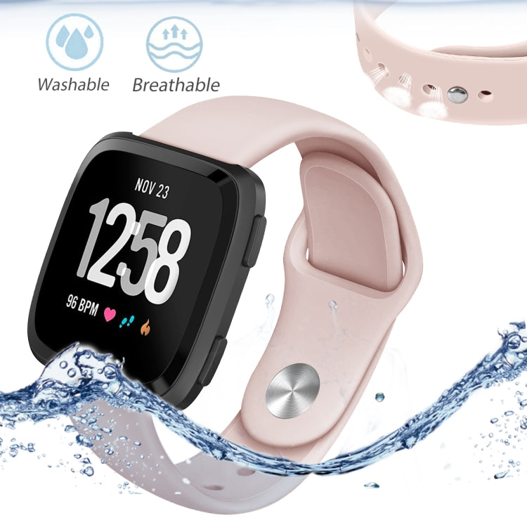 For Fitbit Versa 2 / Fitbit Versa / Fitbit Versa Lite Solid Color Silicone Watch Band, Size:S(Sand Pink)