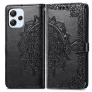 For Xiaomi Redmi 12 Mandala Flower Embossed Leather Phone Case(Black)