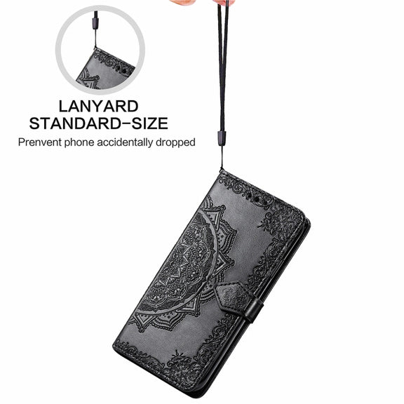 For Xiaomi Redmi 12 Mandala Flower Embossed Leather Phone Case(Black)