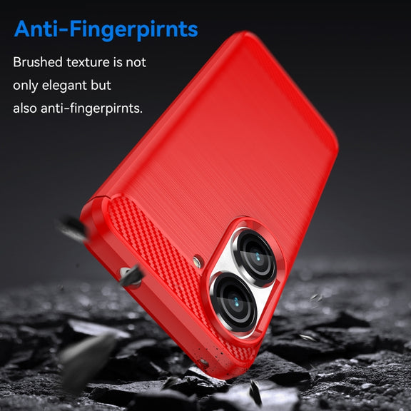 For Asus Zenfone 10 Brushed Texture Carbon Fiber TPU Case(Red)