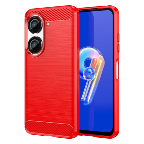 For Asus Zenfone 10 Brushed Texture Carbon Fiber TPU Case(Red)