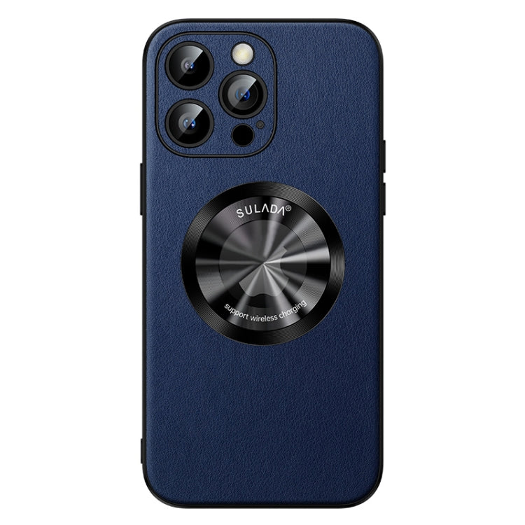 For iPhone 15 Pro Max SULADA Microfiber Leather MagSafe Magnetic Phone Case(Blue)
