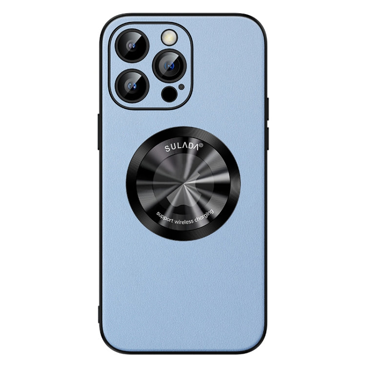 For iPhone 15 Pro SULADA Microfiber Leather MagSafe Magnetic Phone Case(Sierra Blue)