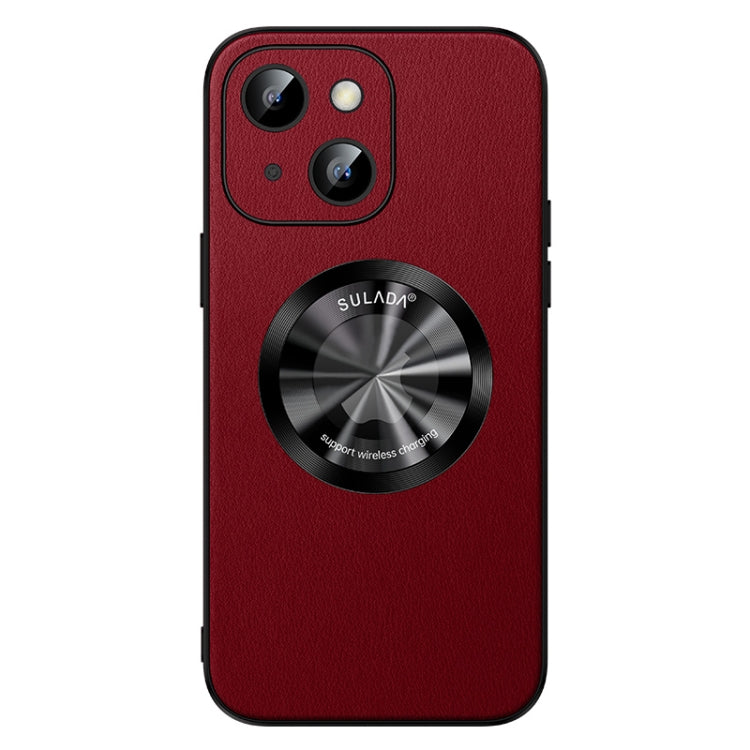 For iPhone 15 SULADA Microfiber Leather MagSafe Magnetic Phone Case(Red)