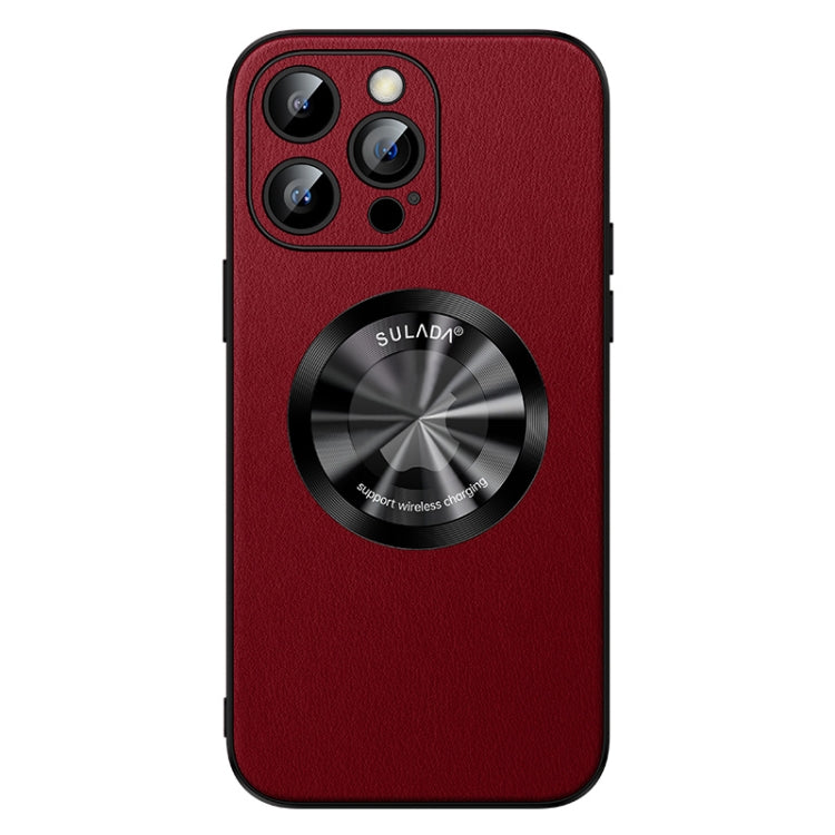 For iPhone 14 Pro SULADA Microfiber Leather MagSafe Magnetic Phone Case(Red)