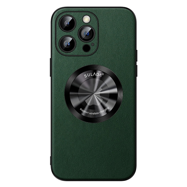 For iPhone 14 Pro Max SULADA Microfiber Leather MagSafe Magnetic Phone Case(Green)