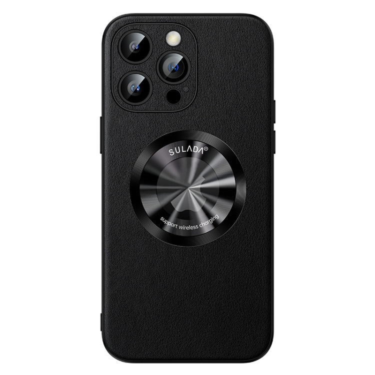 For iPhone 13 Pro Max SULADA Microfiber Leather MagSafe Magnetic Phone Case(Black)
