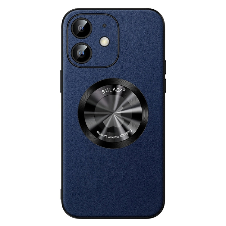 For iPhone 12 SULADA Microfiber Leather MagSafe Magnetic Phone Case(Blue)