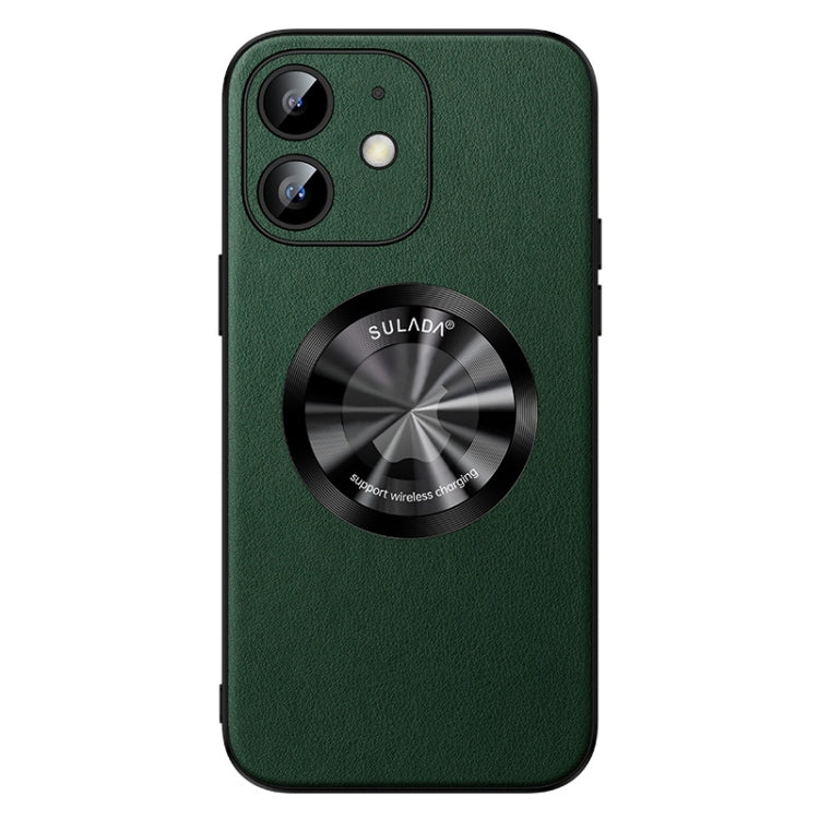 For iPhone 12 SULADA Microfiber Leather MagSafe Magnetic Phone Case(Green)
