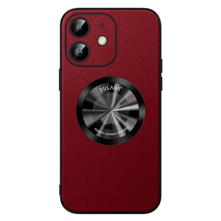For iPhone 12 SULADA Microfiber Leather MagSafe Magnetic Phone Case(Red)