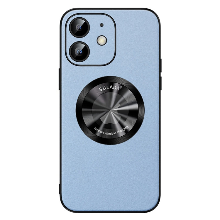 For iPhone 12 SULADA Microfiber Leather MagSafe Magnetic Phone Case(Sierra Blue)