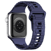 For Apple Watch SE 2023 44mm Square Buckle Armor Style Silicone Watch Band(Plating Blue)