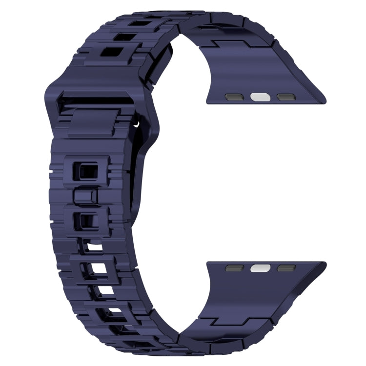 For Apple Watch SE 2023 44mm Square Buckle Armor Style Silicone Watch Band(Plating Blue)