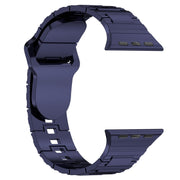 For Apple Watch SE 2023 44mm Square Buckle Armor Style Silicone Watch Band(Plating Blue)