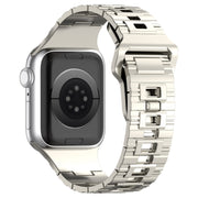 For Apple Watch SE 2023 44mm Square Buckle Armor Style Silicone Watch Band(Plating Silver)