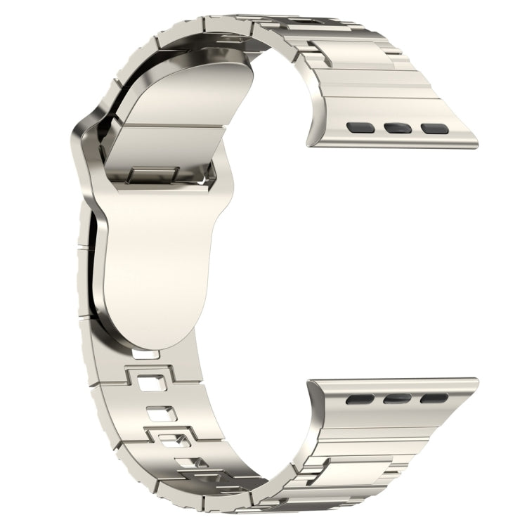 For Apple Watch SE 2023 44mm Square Buckle Armor Style Silicone Watch Band(Plating Silver)