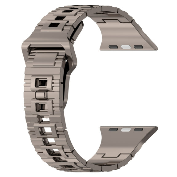 For Apple Watch SE 2023 44mm Square Buckle Armor Style Silicone Watch Band(Plating Titanium Silver)