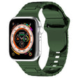 For Apple Watch 9 45mm Square Buckle Armor Style Silicone Watch Band(Plating Green) - Watch Bands by PMC TechLife | Online Shopping South Africa | PMC TechLife