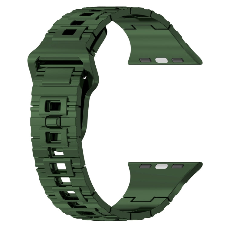For Apple Watch 9 45mm Square Buckle Armor Style Silicone Watch Band(Plating Green)