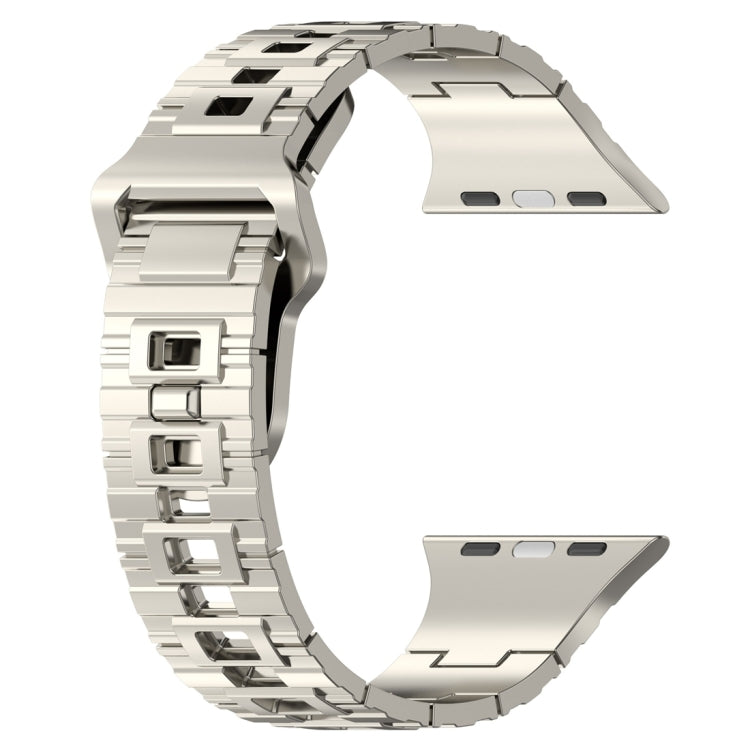 For Apple Watch 9 45mm Square Buckle Armor Style Silicone Watch Band(Plating Silver)
