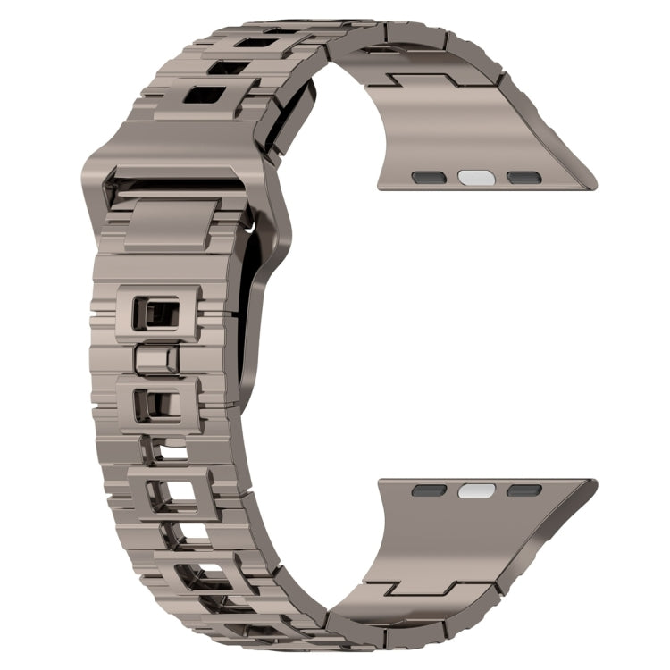 For Apple Watch 9 45mm Square Buckle Armor Style Silicone Watch Band(Plating Titanium Silver)